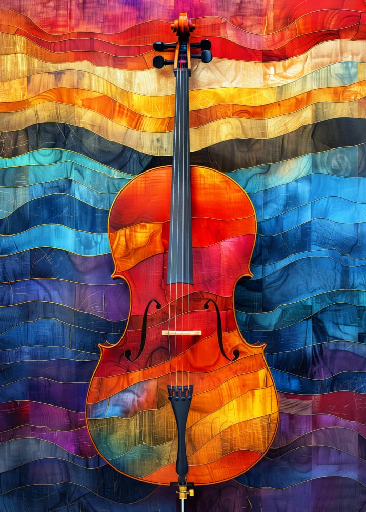 Colorful Cello Waves by Justyna Jaszke — canvas wall art