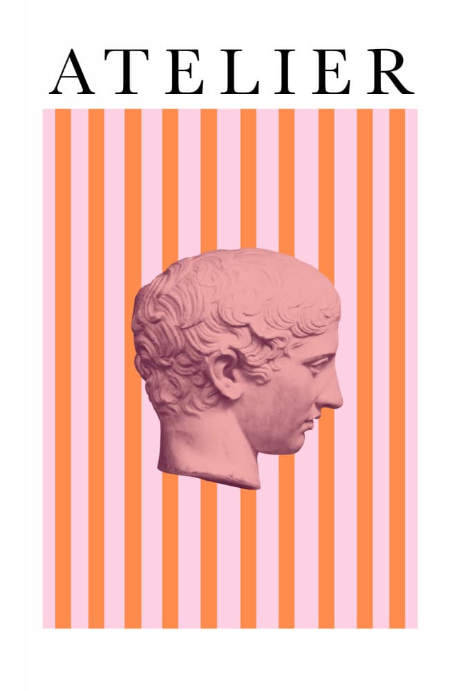Striped Pink Bust Profile by Talitha McQueen — canvas wall art