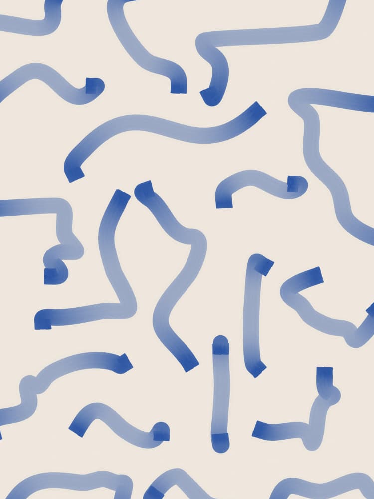 Soft Blue Wavy Lines by Elena Ristova — canvas wall art