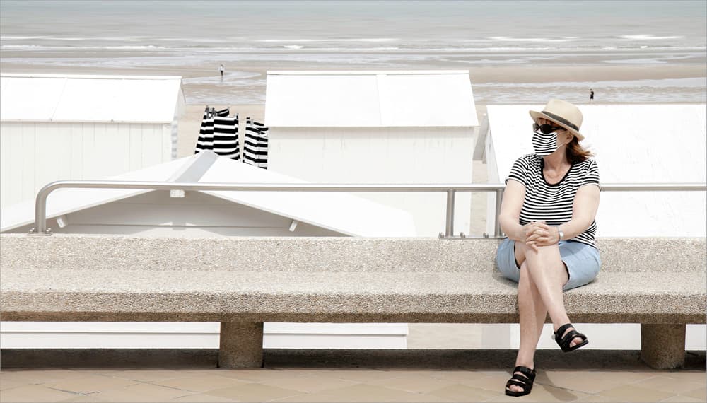Stripes By The Ocean by Gilbert Claes — canvas wall art