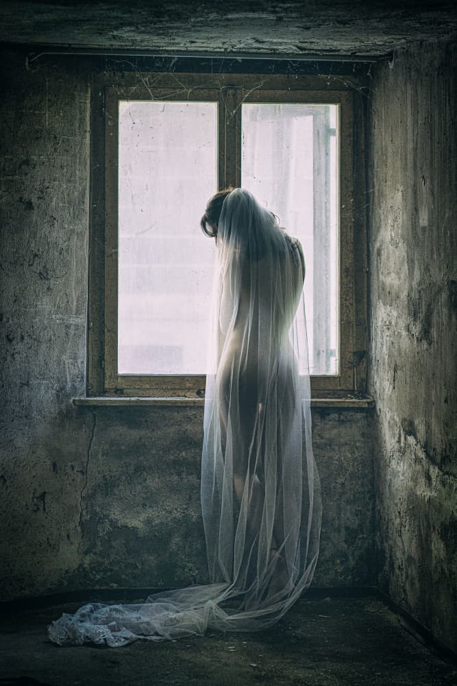Veiled Figure at Window by Ruth Franke — canvas wall art