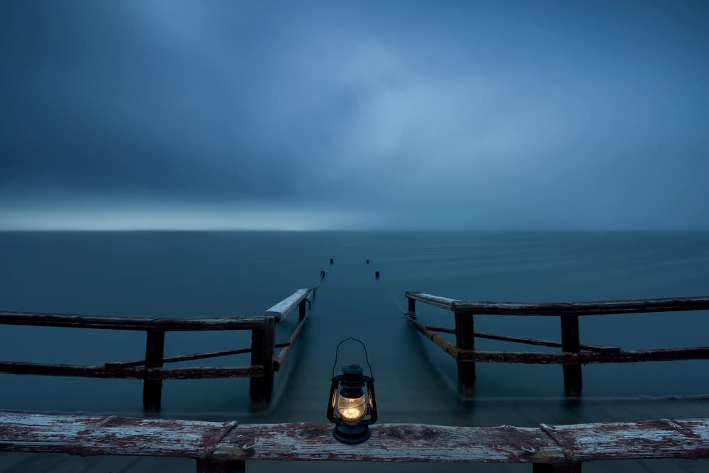 Twilight Pier Lantern by Jose Antonio Triviño Sanchez — canvas wall art