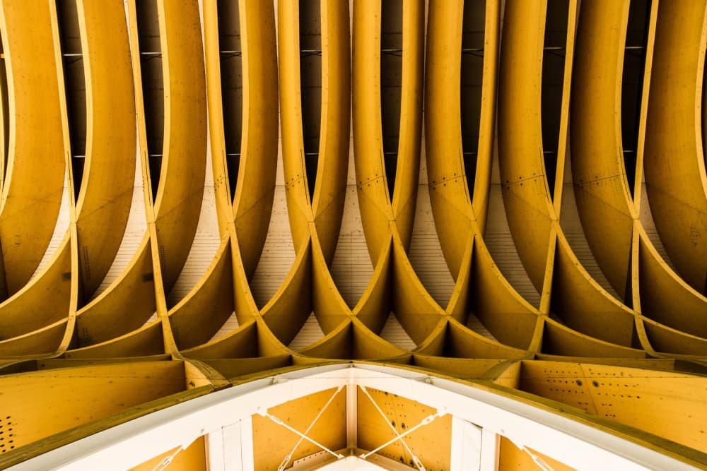 Golden Architectural Curves by Franco Tessarolo — canvas wall art