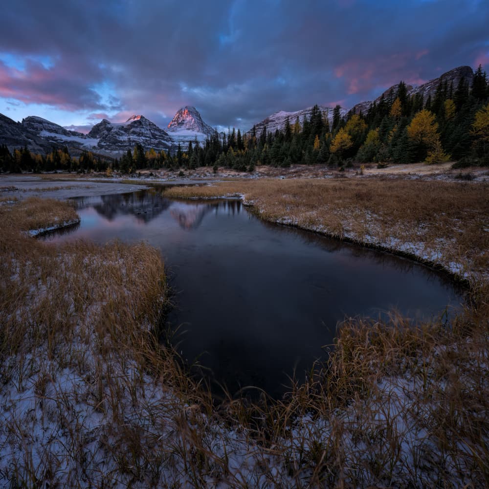 Mountain Alpenglow Reflections by Aidong Ning — canvas wall art