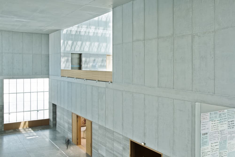 Bright Open Concrete Hall by Michael Allmaier — canvas wall art
