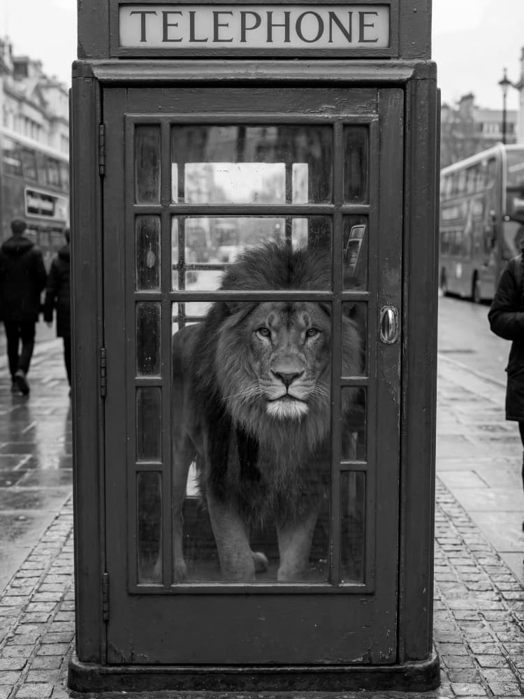 London Lion Booth by Andreas Magnusson — canvas wall art
