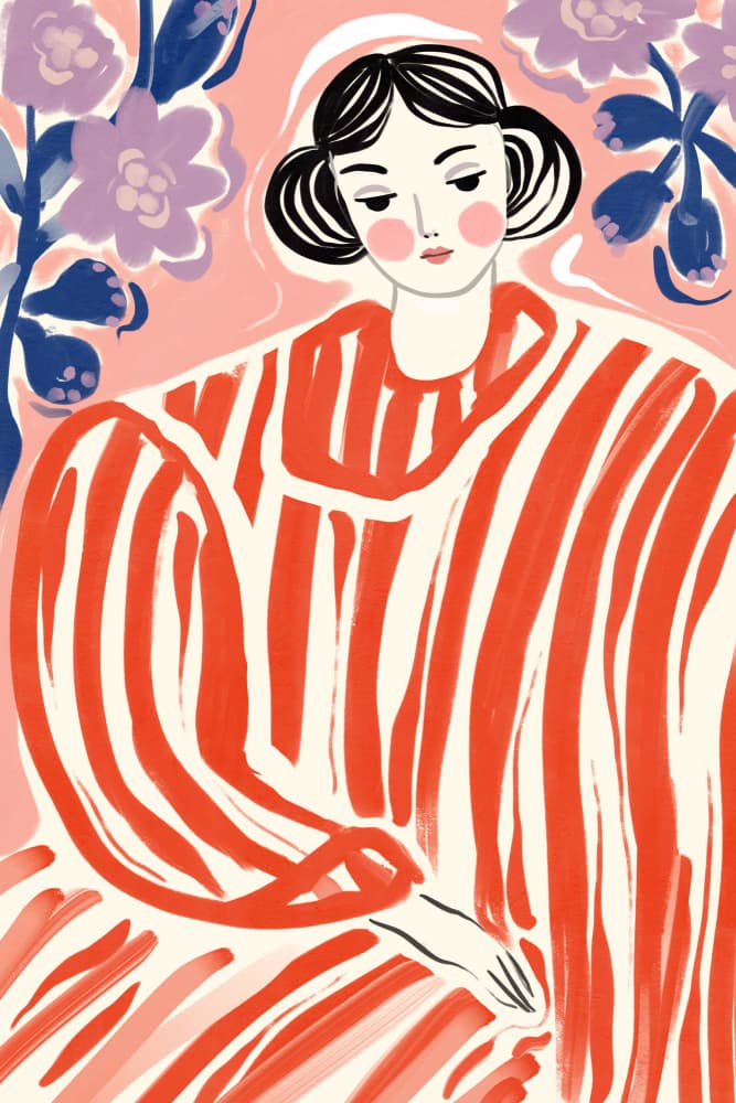 Elegant Woman Pink Florals by Treechild — canvas wall art