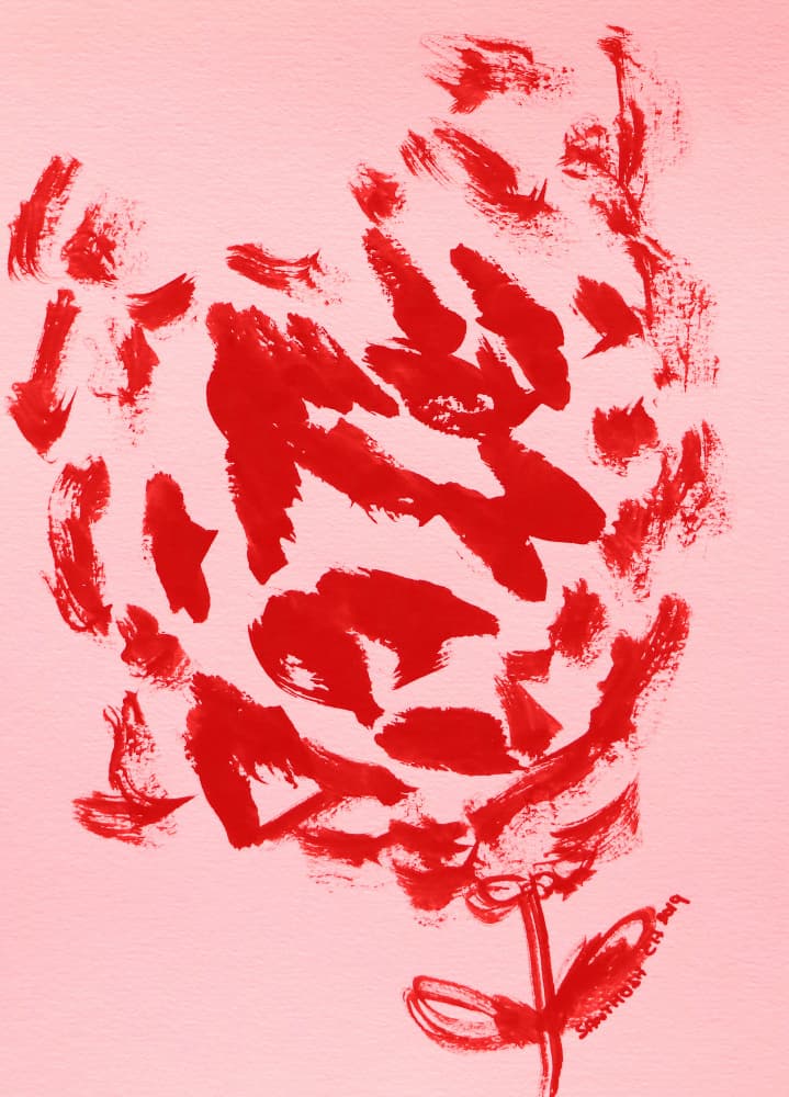 Red Abstract Flower by Santhosh ch — canvas wall art