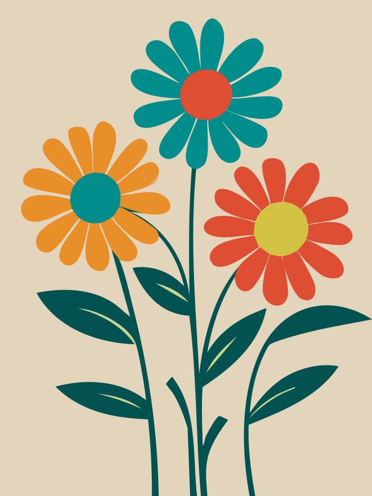 Colorful Retro Blooms by Andreas Magnusson — canvas wall art