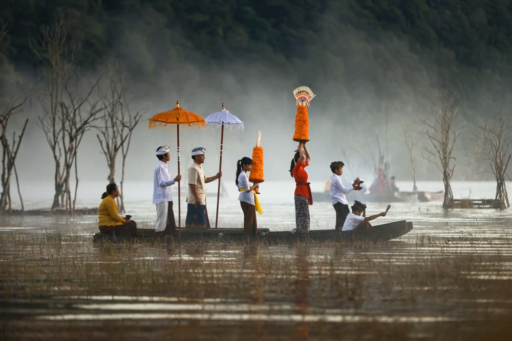 Balinese Lake Ceremony by Agus Adriana — canvas wall art