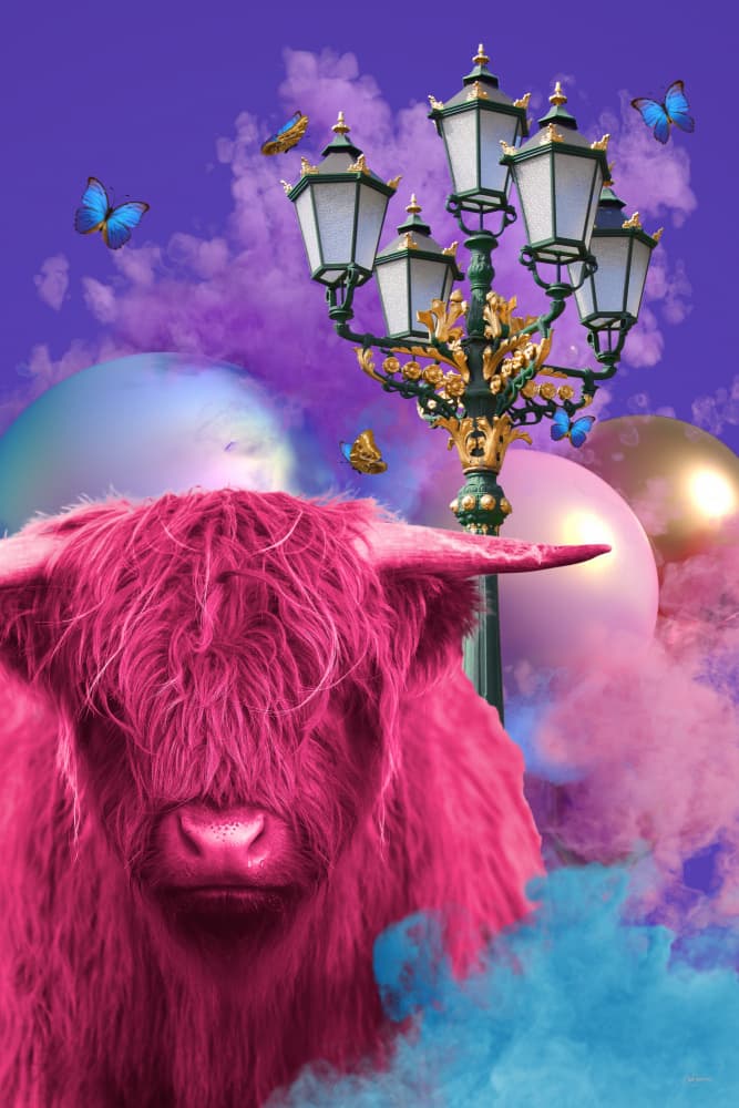 Pink Highland Cow Dream by Sue Skellern — canvas wall art