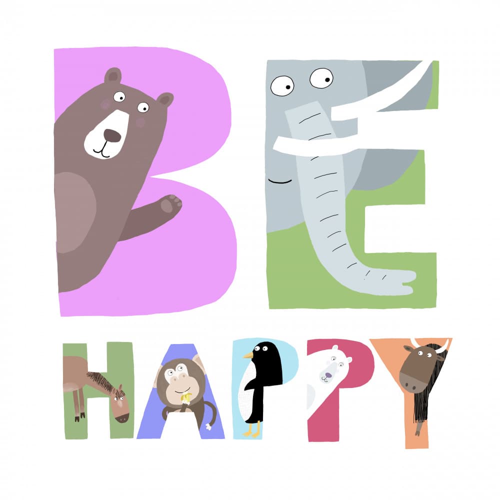 Be Happy Animal Letters by Carla Daly — canvas wall art