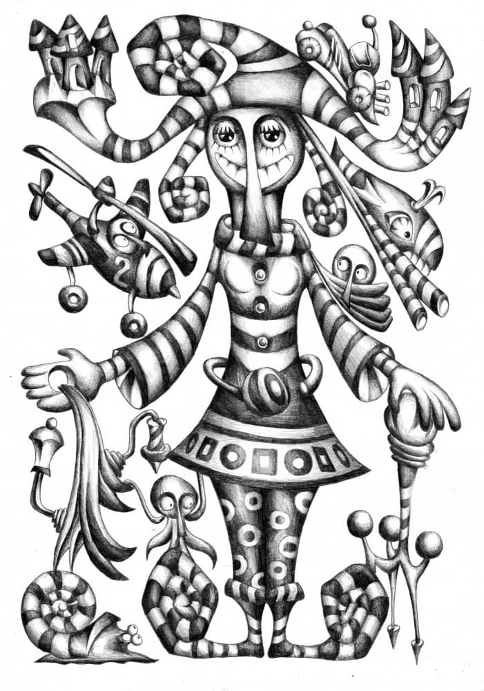Whimsical Striped Character by Kulik — canvas wall art