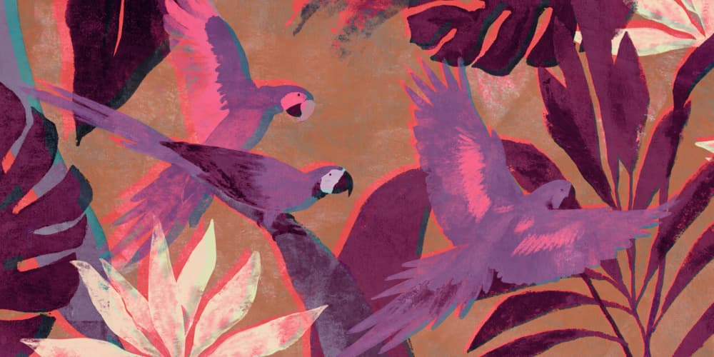 Tropical Parrot Flight by Treechild — canvas wall art