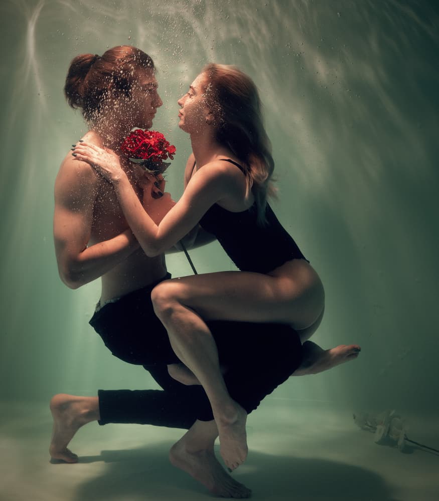 Underwater Romantic Proposal by Enis Onur — canvas wall art