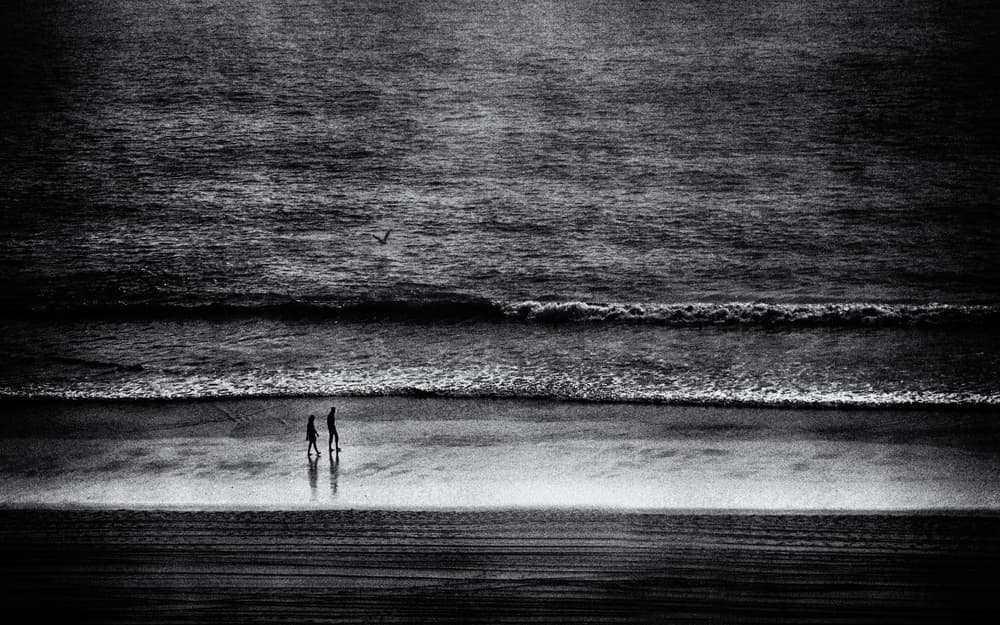 Couple Walking Beach by Roxana Labagnara — canvas wall art