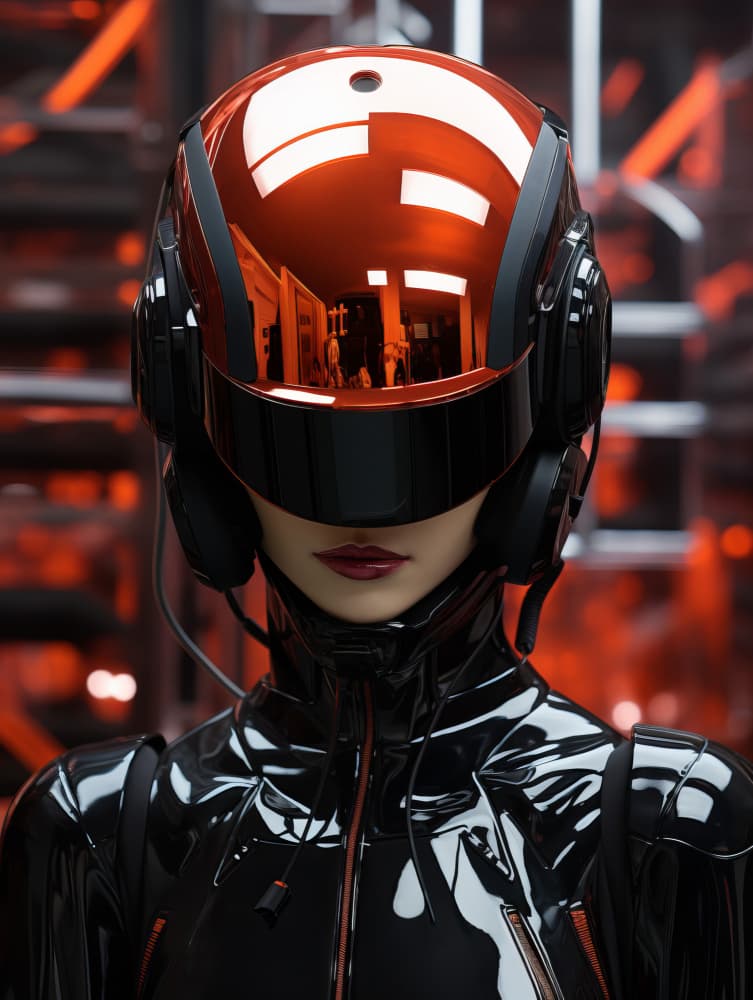 Sleek Red Helmet by Bilge Paksoylu — canvas wall art