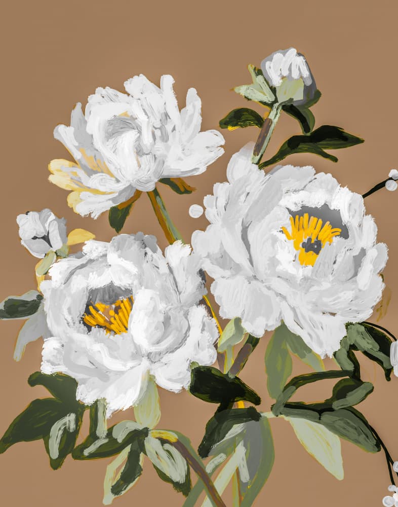 White Peony Blossoms by Josie George — canvas wall art