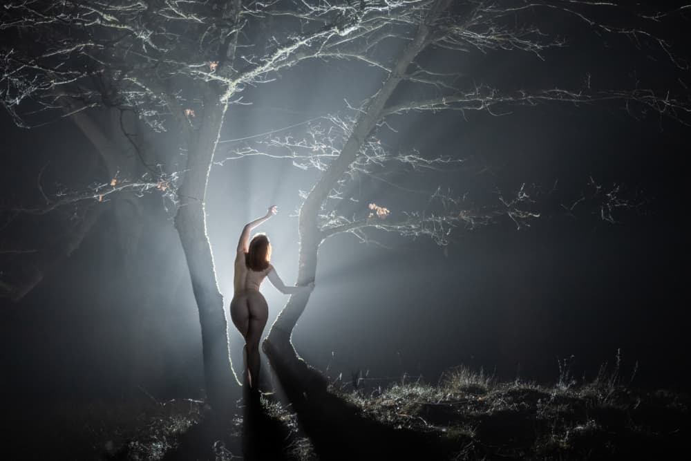 Nude Figure Misty Night by Leszek Paradowski — canvas wall art