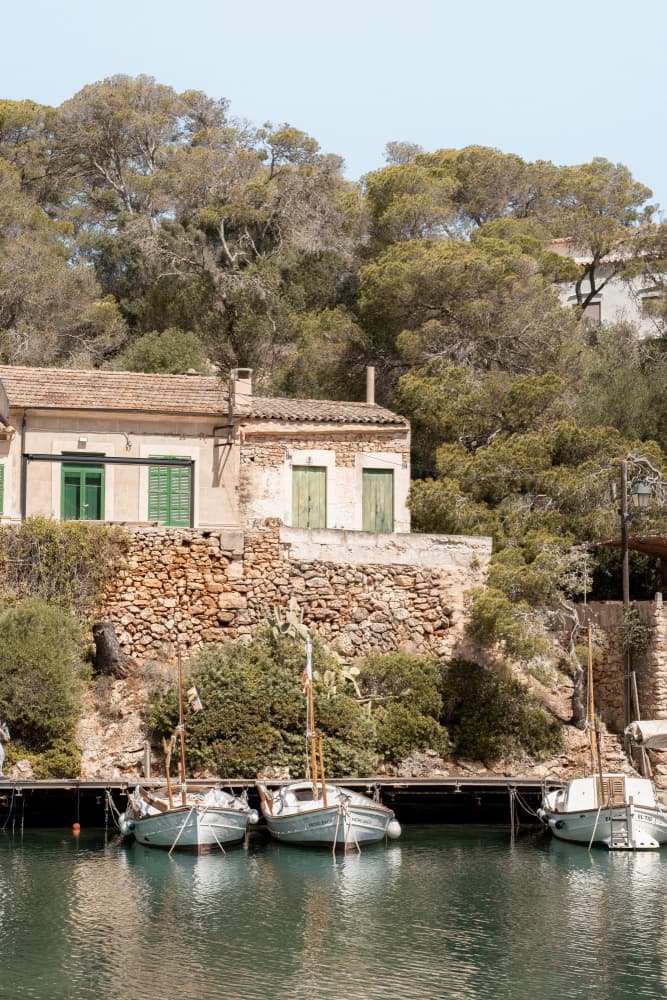 Mediterranean Bay House Boats by Henrike Schenk — canvas wall art