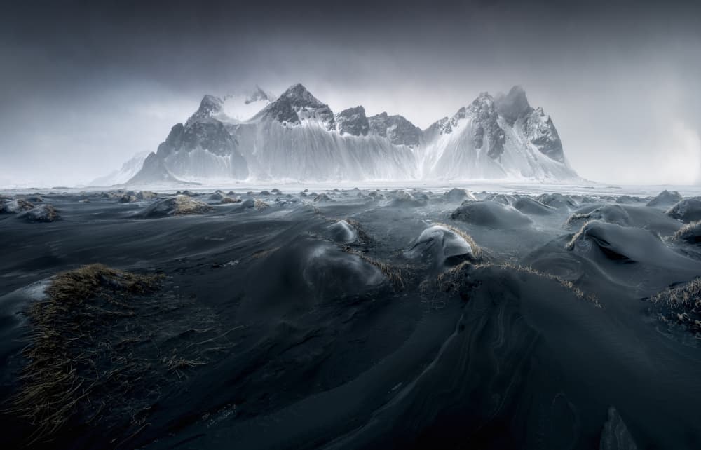 Stark Black Sand Peaks by Karol Nienartowicz — canvas wall art