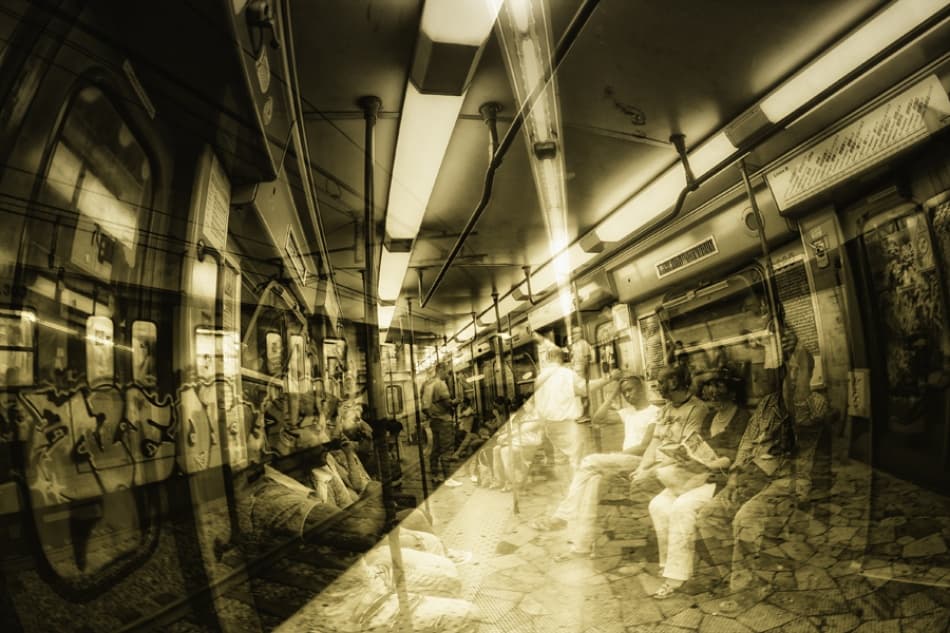 Ghostly Subway Commute by Ricky Siegers — canvas wall art
