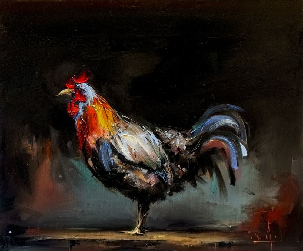 Vibrant Rooster Portrait by Stanislav Lazarov — canvas wall art