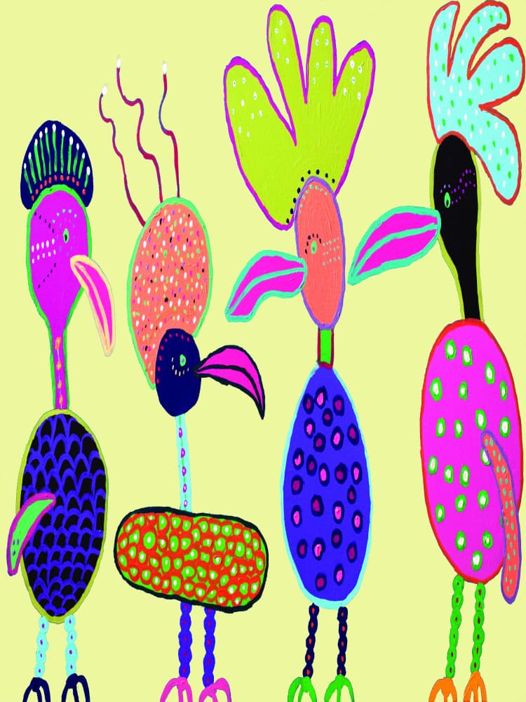 Whimsical Colorful Birds by Helen Joynson — canvas wall art
