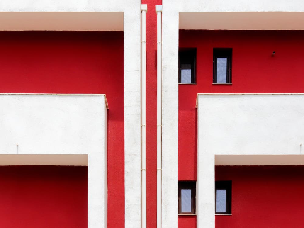 Red and White Geometry by Marius Surleac — canvas wall art