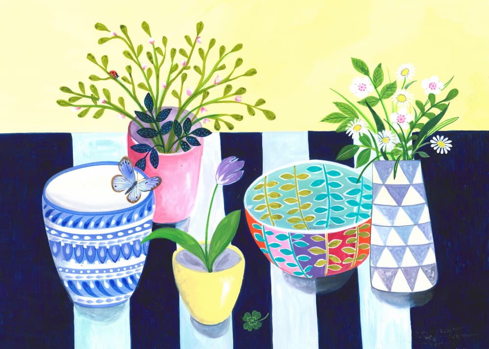 Bowls and Stripes by Isabelle Brent — canvas wall art