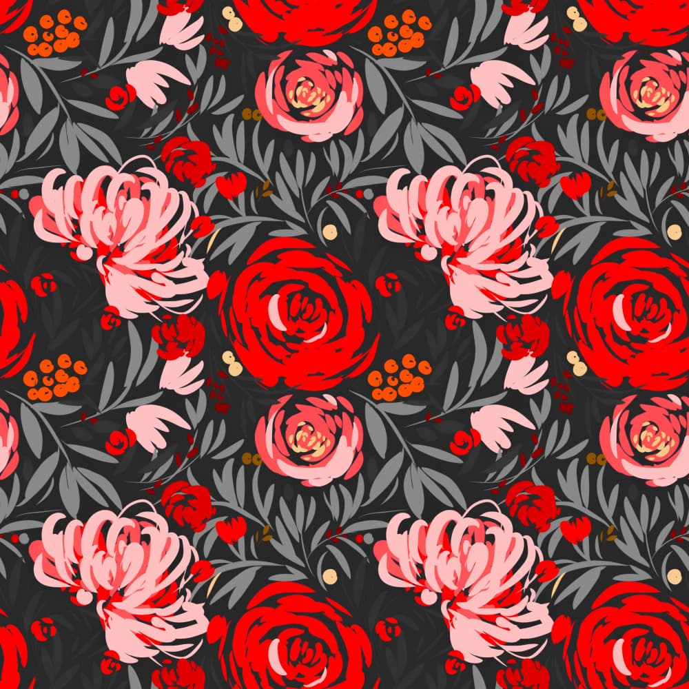 Dramatic Red Floral Pattern by Josie George — canvas wall art