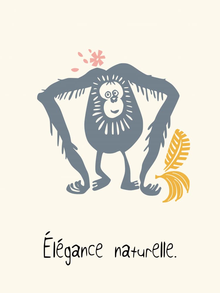 Happy Orangutan Illustration by Annick — canvas wall art
