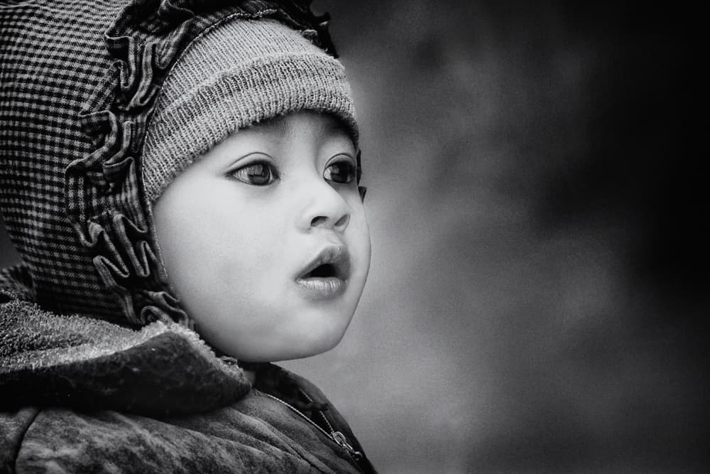 Curious Child's Gaze by Piet Flour — canvas wall art