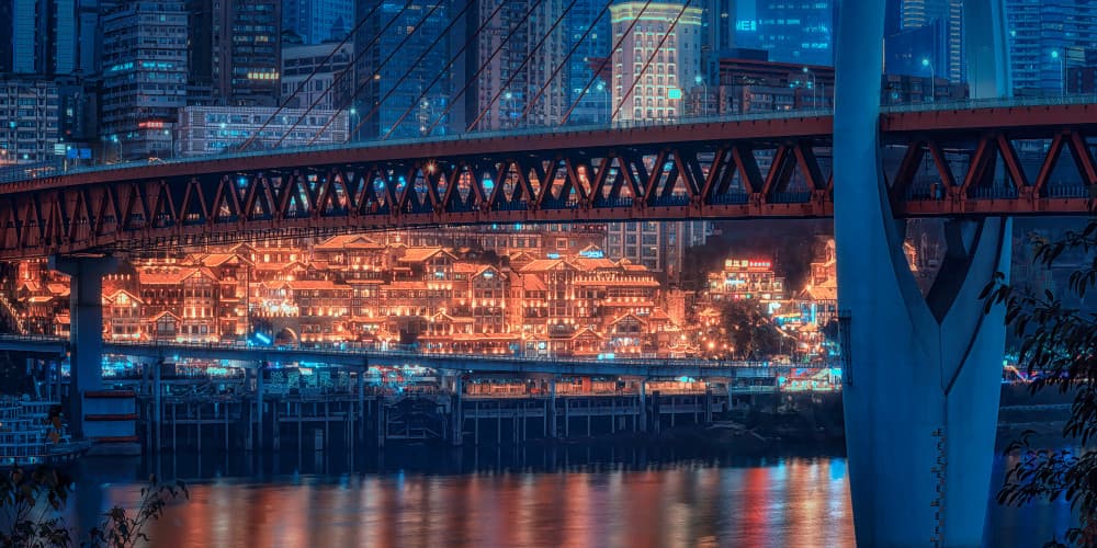 Chongqing River City Lights by Mei Xu — canvas wall art