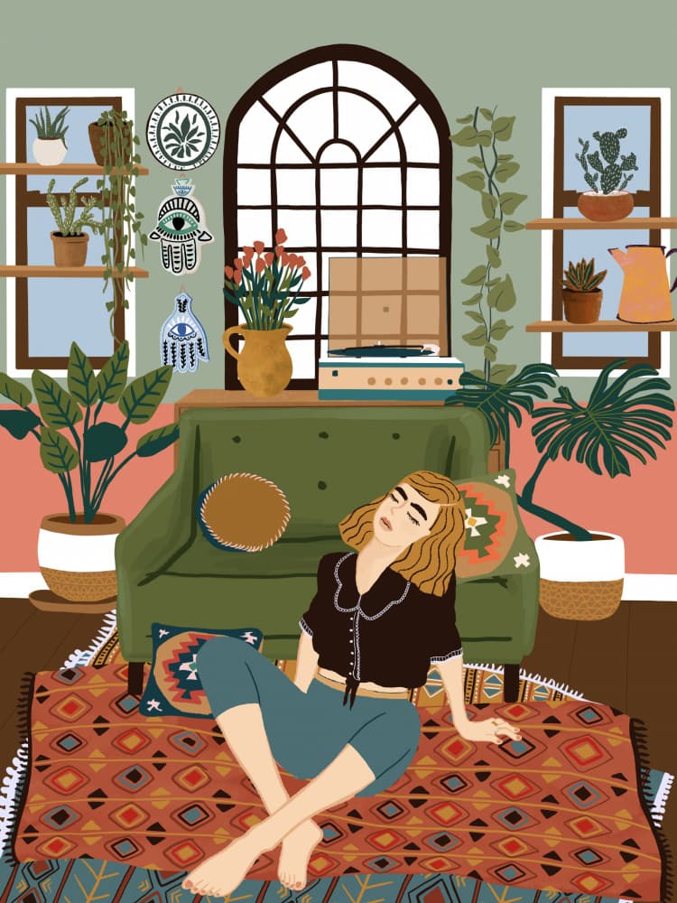 Bohemian Plant Retreat by Ceyda Alasar — canvas wall art