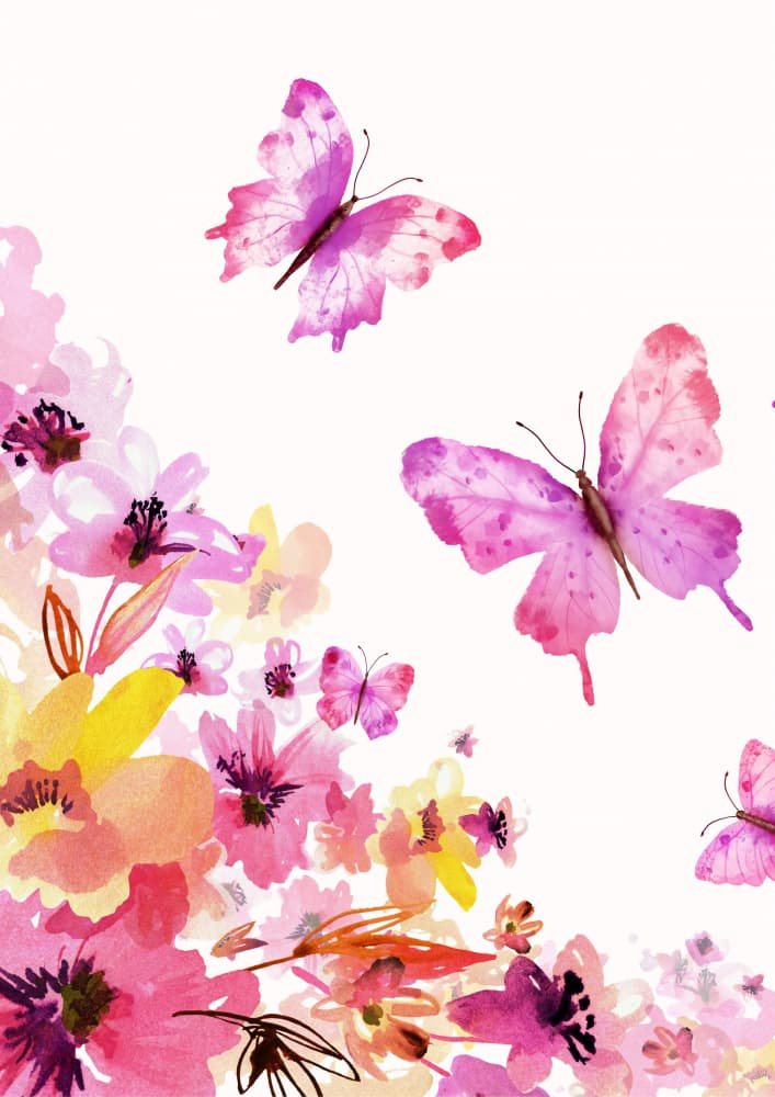 Floating Pink Butterflies by Saskia Michele — canvas wall art