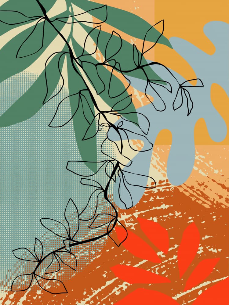 Vibrant Abstract Foliage by Annick — canvas wall art