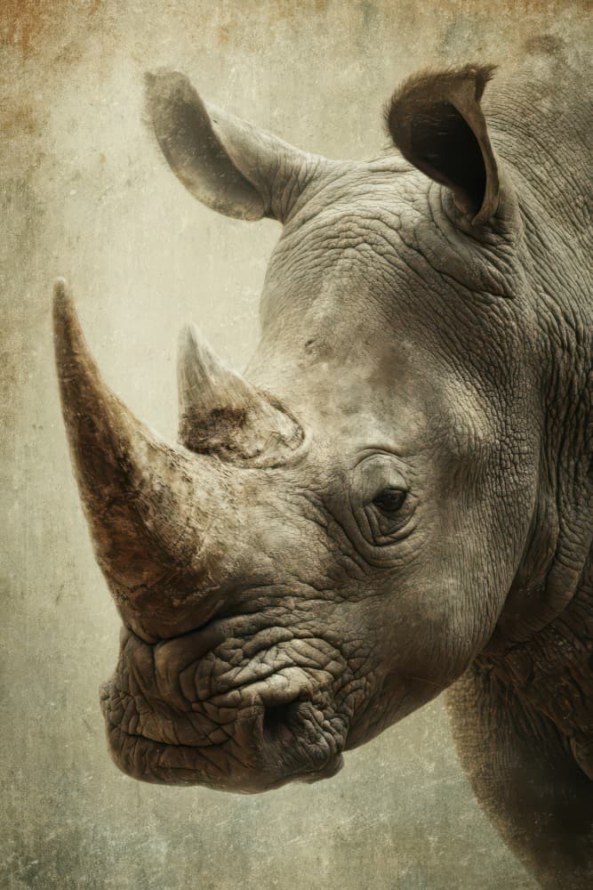 Majestic White Rhino by Rafal Kulik — canvas wall art