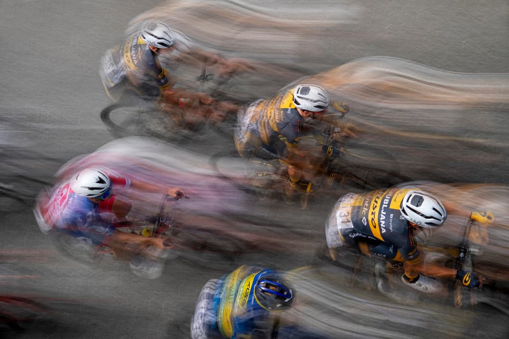 Cyclists In Motion Blur by Milan Malovrh — canvas wall art