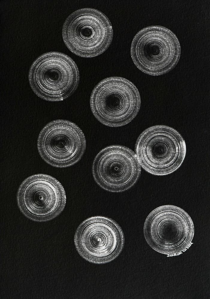 Concentric White Circles by Santhosh ch — canvas wall art