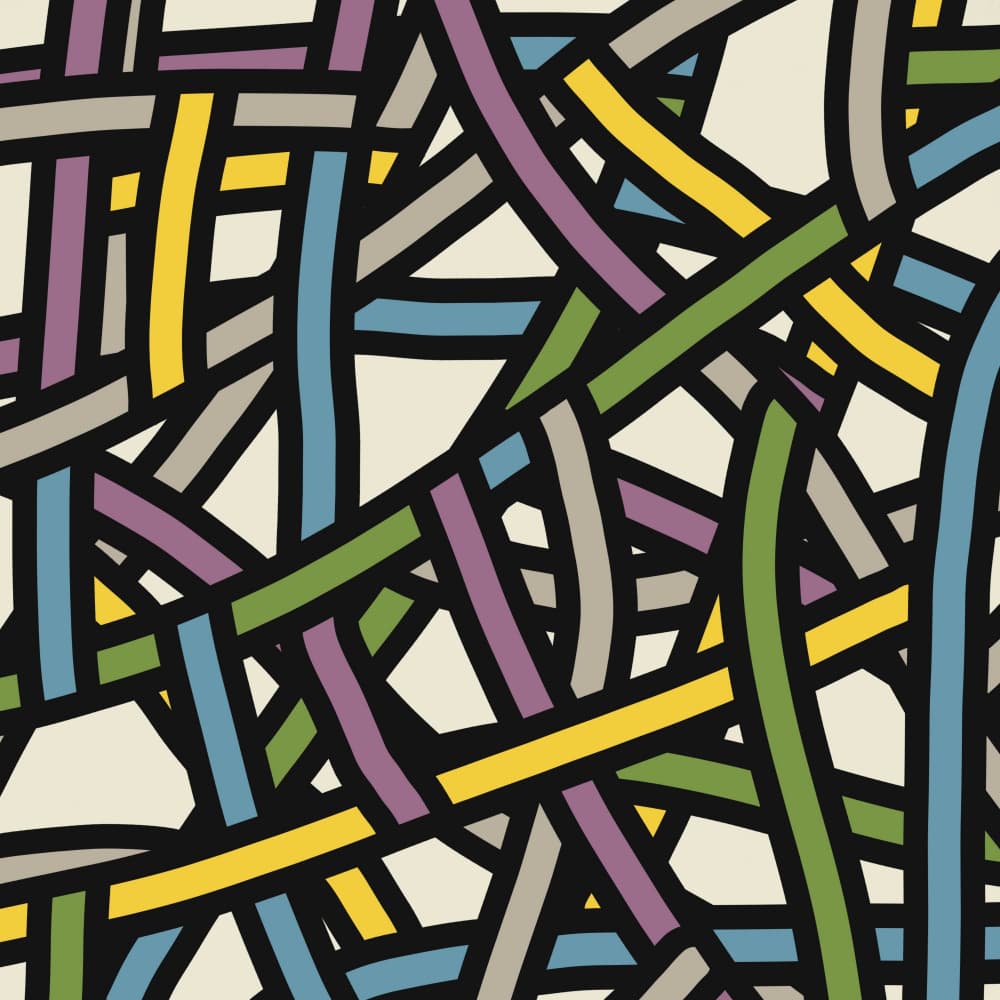 Vibrant Ribbon Tangle by Little Dean — canvas wall art