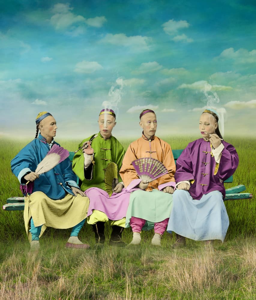 Vintage Chinese Men Outdoors by Marja van den Hurk — canvas wall art