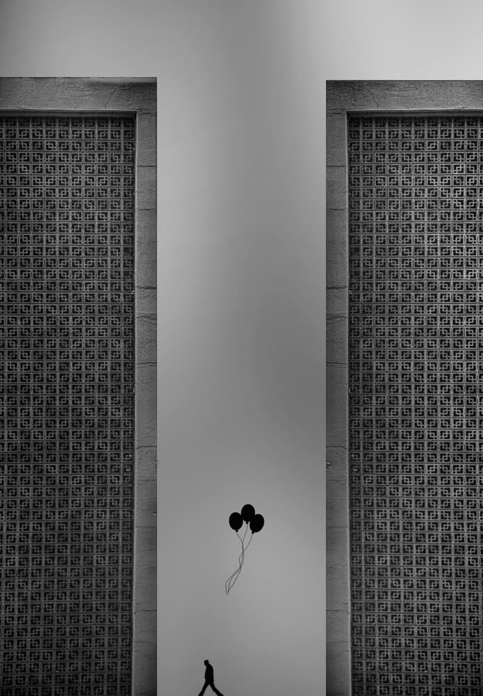 Solitary Walker Balloons by Roxana Labagnara — canvas wall art