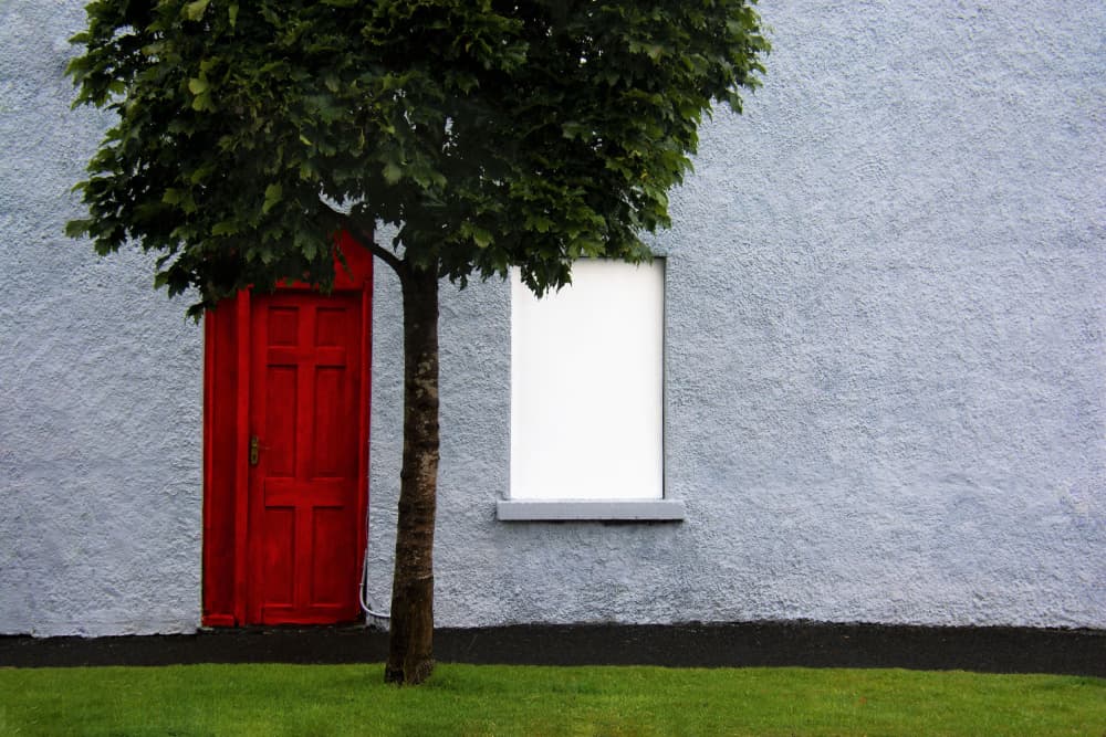 Red Door Grey Wall by Arnon Orbach — canvas wall art