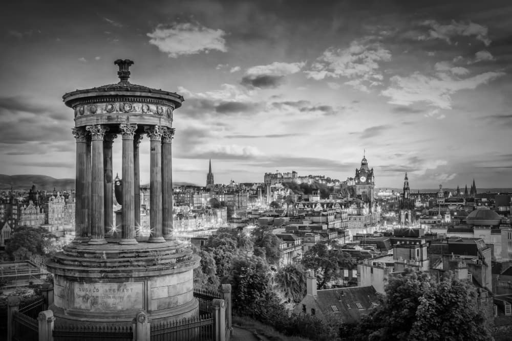 Edinburgh City at Dusk by Melanie Viola — canvas wall art