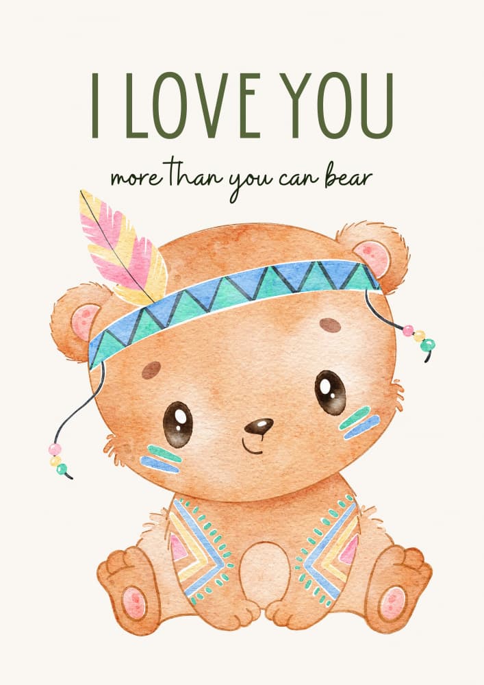 Cute Boho Bear Love by Saskia Michele — canvas wall art
