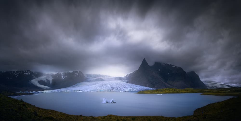 Dramatic Glacier Lake by joanaduenas — canvas wall art