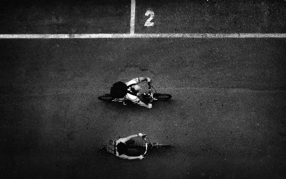 Two Cyclists Racing by Antonio Grambone — canvas wall art