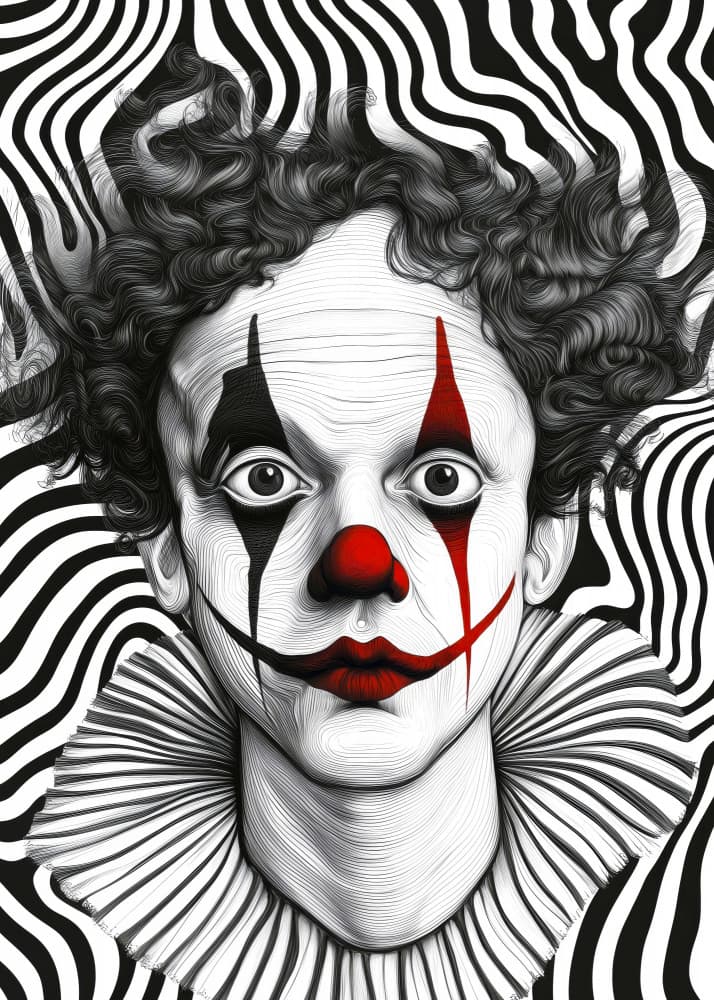 Eerie Clown Gaze by Justyna Jaszke — canvas wall art