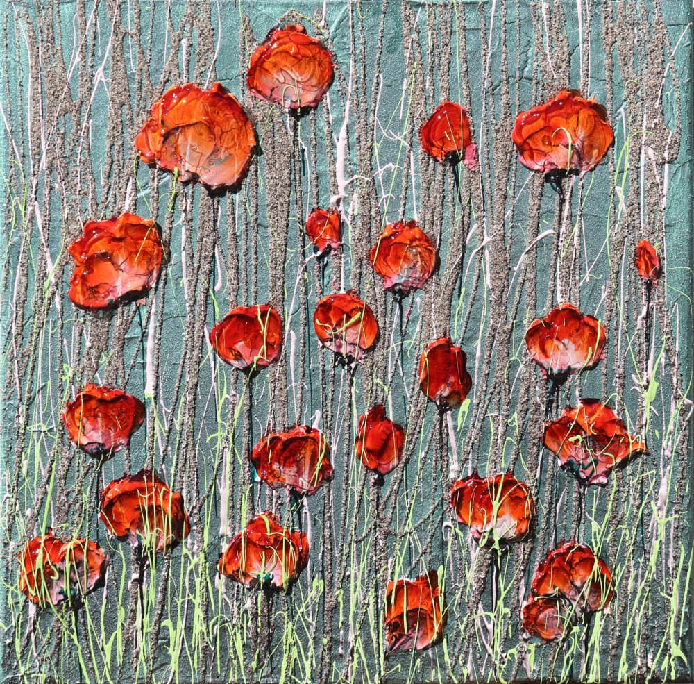 Vibrant Textured Poppies by Donatella Marraoni — canvas wall art